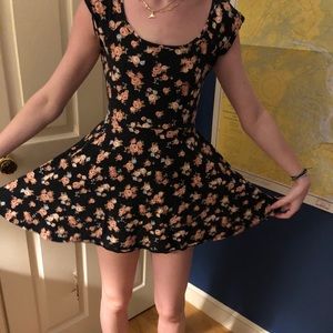 Black Floral skater dress